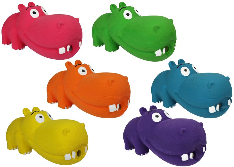 Multipet Hippopotamus Latex Hippo That Grunts 8 inch Dog Toy (Assorted Color / 1 Pack), Large Breeds - Image 3